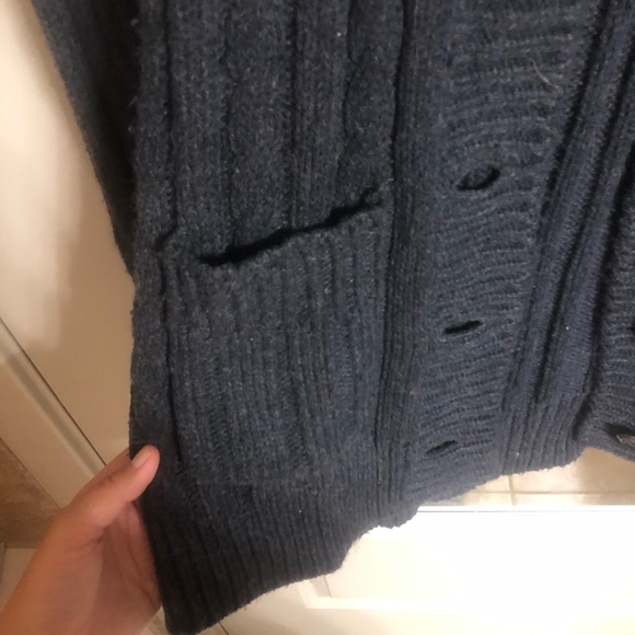 Grey button up sweater with hood - Picture 3 of 6